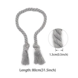 Yteseery 8 Pack Curtain Ties Rope, Outdoor Curtain Tiebacks, Natural Cotton Curtain Holders, Village Rustic Farmhouse Curtain Holdbacks, Nautical Curtain TieBacks for Patio Pergola Drapes, Grey