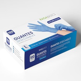 100 Guantes de Nitrilo de Alta Calidad Color Azul, Sin Látex, Sin Polvo, Diseño Ambidiestro, Ajuste Perfecto, Desechables y Resistentes. (Talla Grande