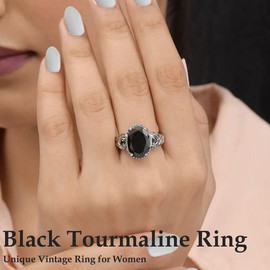 Engagement Rings for Women in Stainless Steel - Black Birthstone Rings for Women Size 5 Promise Statement Vintage Jewelry Mothers Day Gifts