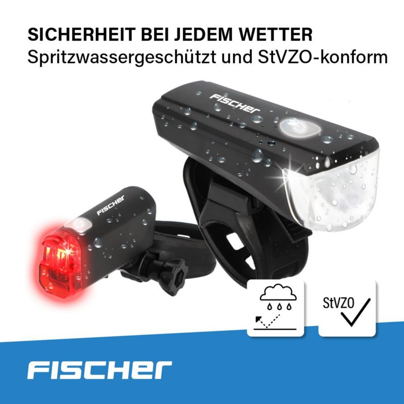 Fischer Set di luci a LED per bicicletta, con tecnologia