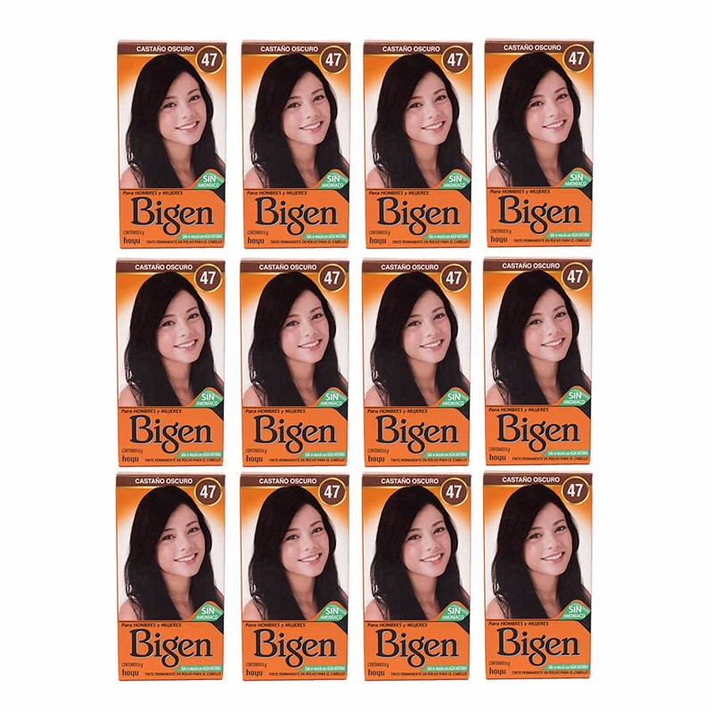BIGEN Pack de 12 tintes marca bigen polvo tono,"bp castano