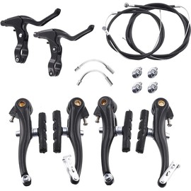 Bicycle Brake V Brake Set, Front Rear V Brake, Aluminium Bicycle Brake Set, Complete Bicycle Brake Set, Bicycle V Brake Set, for Mountain, Road Bike, Folding Bike, Hybrid Bicycle