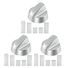 Spares2go Control Knobs/Dials for AEG Oven Cooker & Hob (Pack of 3 + Adaptors, Silver)