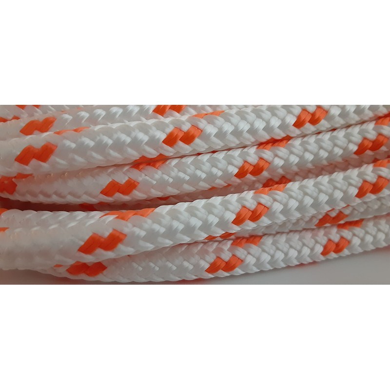5/16 x 200 ft.Double Braid-Yacht Braid Polyester Rope Hank.White/Orange