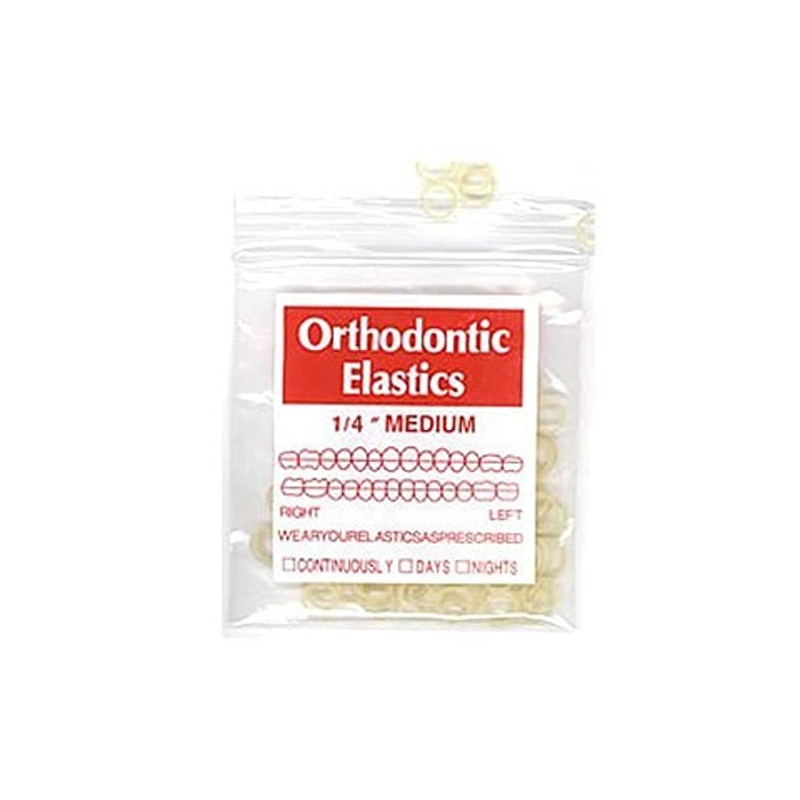 100 pack Orthodontic Elastics Bands 1/4 Inch diameter - Great