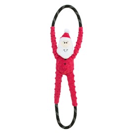 ZippyPaws - Holiday RopeTugz, Squeaky and Plush Rope Tug Dog Toy - Santa