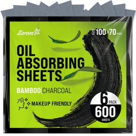 Natural Oil Blotting Sheets for Face with Bamboo Charcoal - 6pk/600 Makeup Friendly Oil Absorbing Sheets for Face - Blotting Papers for Oily Skin