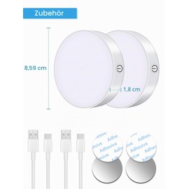 WILLED 2 Pack Dimmable Touch Lamps 3000K Rechargeable Battery Operated for Cabinet Counter Kitchen Bedroom