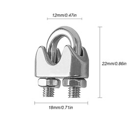 YEYIT 10 Pcs Wire Rope Clip M3 Cable Clamp 3mm,for 3mm Wire Rope,Stainless Steel Rope Grips,Wire Rope Clamp U-Shape Bolt Saddle Fastener for Tensioning Wire Ropes,for Industry Household Transportation