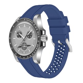 Juntan 20mm 22mm Curved End Silicone Watch Band, Rubber Breathable Replacement Watch Band Strap Dark Blue for Men Women