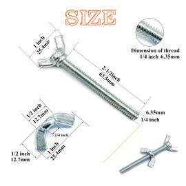 Matrelt 20 Pcs 1/4"-20 x2-1/2 Wing Screw Bolts and Wing Nut Kit Butterfly Screws and Nut with Hand Twist Tighten Wing Head Zinc Plated Hardware Fitting Fastenings Assortment Kit