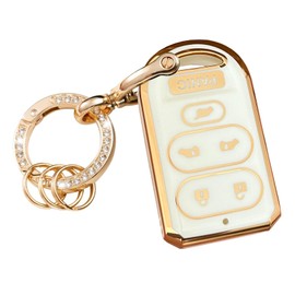 WENHENI for Honda Key Fob Cover with Keychain Fit for 2006 2007 2008 2010 Honda Odyssey Smart Key Shell (Gold-White)