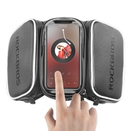 ROCKBROS Bike Frame Bag Waterproof Bicycle Front Top Tube Mount Holder Pouch for 6.2 & 6.7 inches Cell Phones