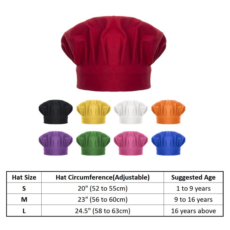 TopTie Chef Hat for Kid & Adult, Cotton Elastic Adjustable