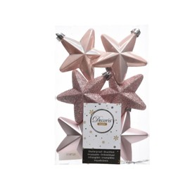 Eminza Christmas Baubles Stars Plastic Set of 6 Pink Set of 6 Etoiles Christmas Tree Decorations Chamonix Powder Pink (Pink)