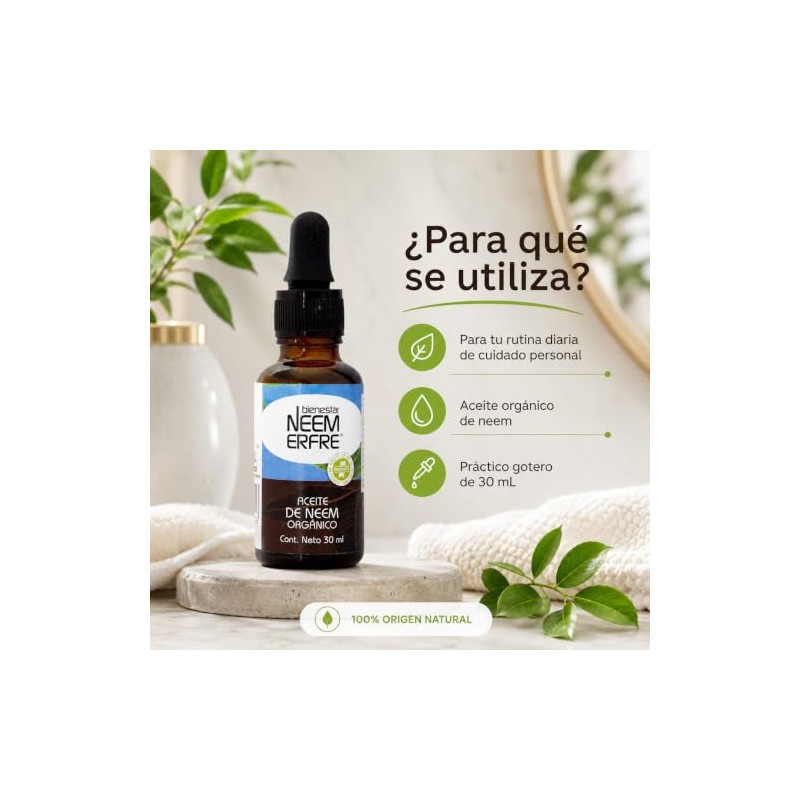 Aceite de NEEM Orgánico 100% puro sin diluir - Azadiractina