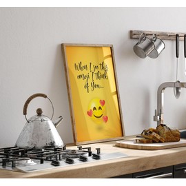 Lithobee - Emoji Love Hearts Around - Printed Wall Art Design in Sizes A2, A3 & A4 Framed in a Stylish Quality Coloured Frame or Unframed (A3 Black Brushed Frame)