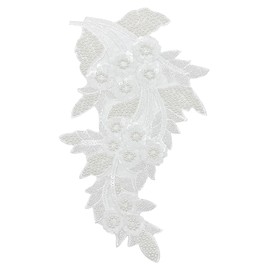 1 apliques de diamantes de imitación de flores grandes, color blanco, parches de lentejuelas bordadas para ropa, apliques de encaje con abalorio para boda, vestido de novia, gorro, manualidades de