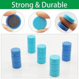 ZDZBLX Fridge Magnets 20 Pack, Strong Refrigerator Magnets Small Round Heavy Duty Magnets for Whiteboard, Cute Blue Mini Decorative Magnet for Fridge, Locker, Map, Office, Classroom, Home & Kitchen