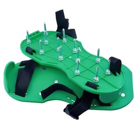 Lawn Aerator Shoes Upgrades Aeration Shoes for Lawn Heavy Strap Spike Shoes for Grass Soil Aerating Spikes Tool (Green)