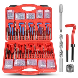 Auto Dynasty Thread Repair Kit 261 Pcs Includes M5 M6 M8 M10 M12 1/4" 5/16" 3/8" 7/16" 1/2" Metric & SAE Helicoil Thread Metric Repair Kits, Universal Threaded Restorer Restoring Rethread