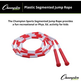 Champion Sports Classic - Cuerdas de saltar de plástico segmentadas con abalorio - Phys. Ed, gimnasio, fitness y uso recreativo, en una variedad de longitudes para niños y adultos