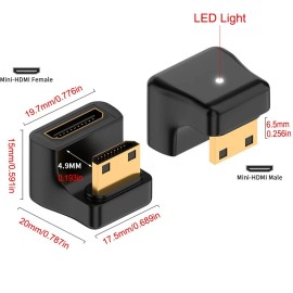Universal 8K U Shaped Mini HDMI To HDMI Adapter Down Angle Mini HDMI Male To HDMI Female