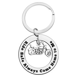 Ximalun Biker Gift Keyring Motorcycle Keyring Ride Safe Always Come Home to Me Keyring Christmas Birthday Valentines Day Gifts Ride Safe Keyring Gift for Biker Husband Boyfriend Dad Son