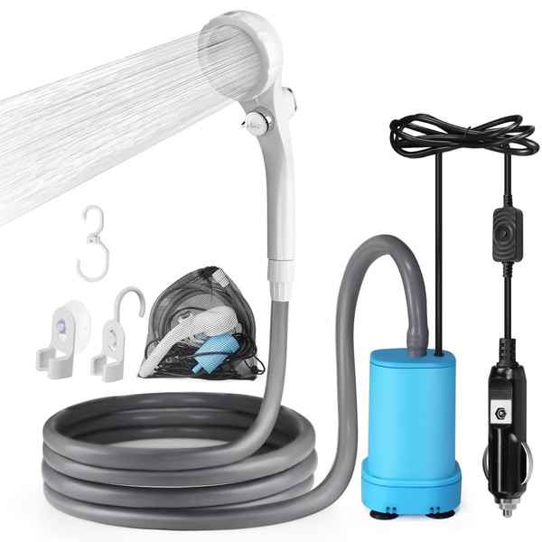 AUTOPkio Portable Camping Shower, 12V Plug-and-Play Outdoor Camp Shower Kit