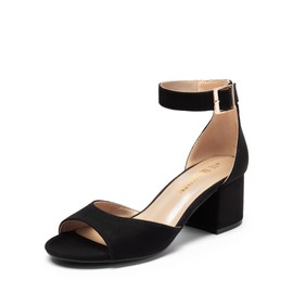 DREAM PAIRS Womens Chunkle Low Heel Pump Ankle Strap Dress Sandal,Size 8,Matte Black,CHUNKLE