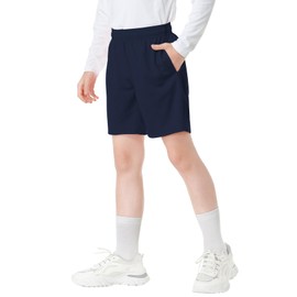 QBK - Pantalones cortos deportivos para niños y niñas, para deportes de baloncesto y fútbol, marino, 10 Años