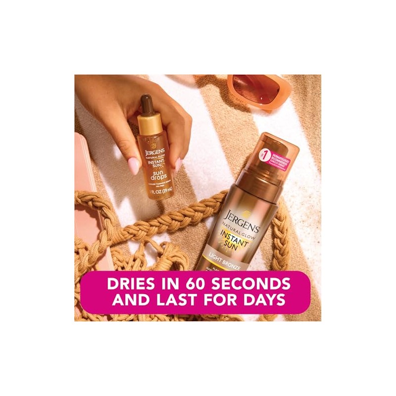 Jergens - Espuma bronceadora natural Glow Instant Sun sin sol,