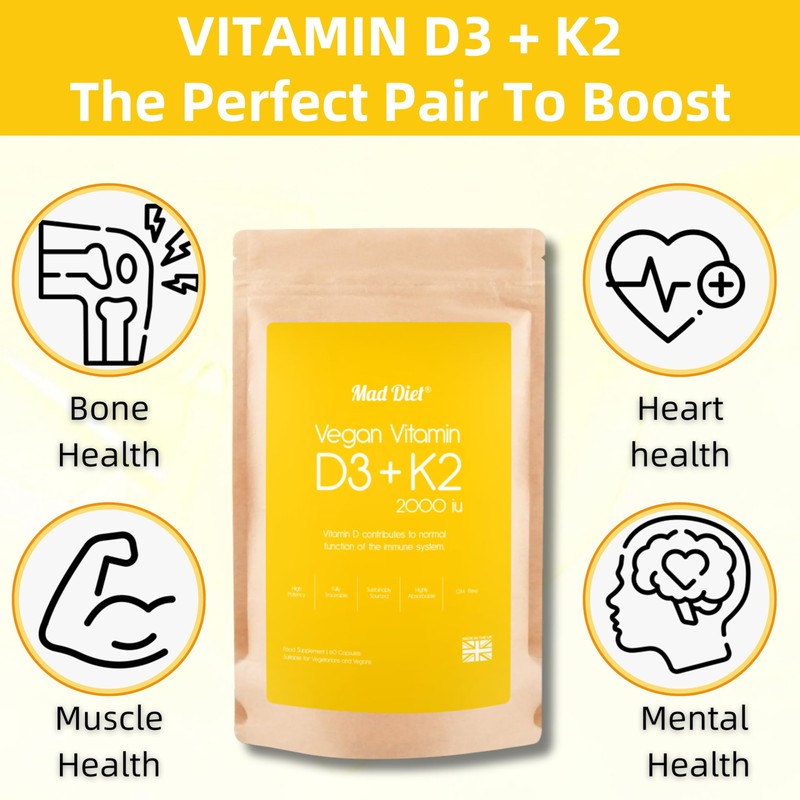 Mad Diet Vegan Vitamin D3+K2 | Zero Additives | Practitioner