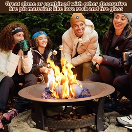 Ceramic Fire Balls, 5 Inch Set of 6 Fire Stones for Indoor & Outdoor Fire Pits or Gas Fireplaces, Reusable Decorative Landscaping and Fireplaces Accessories, Grey