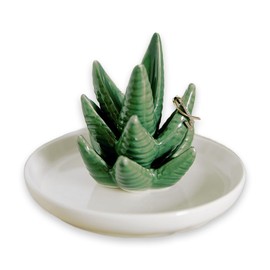 mono living Aloe Ring Holder, Dorm Décor Jewelry Dish Desk Aesthetic Room Decoration Trendy Cute Tray Cool Thing Plant Stuff Boho Catchall Bedroom Ceramic Organizer, Teen Girl Women Kid Her Gift