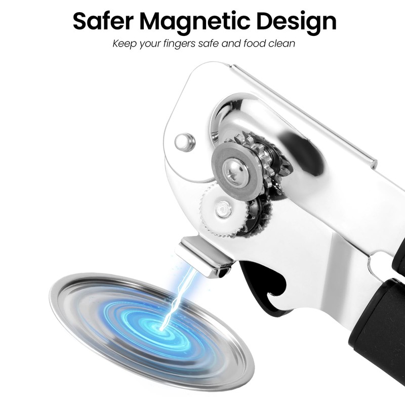 Can Opener Manual with Magnet Lift, Heavy Duty Handheld Smooth