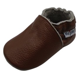 Mejale Baby Boy Girl Shoes Soft Soled Leather Moccasins Anti-Skid Infant Toddler Prewalker(Brown,18-24 mos/5.9in)