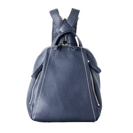 Genova 2858 Italian Leather x Nylon Compact Backpack, Mini Bag, Must-lot, Leather, Women's Bag, Backpack, Cowhide Leather, Lightweight, Present, Mother's Day, Popular, navy