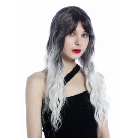 WIG ME UP - SZL0816B-T-005 Women's wig long very wavy ombre dark violet to silvery blond