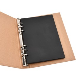 Scrapbook A5, Notizbuch Ringbuch Nachfüllbar, Fotoalbum Erinnerungsbuch zum Selbstgestalten, 6 Ring Skizzenbuch, Kraft Loseblattpapier 20 Blatt für Familie Hochzeit Schreiben Reisen Schule (Schwarz)