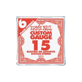 Ernie Ball Paquete de 6 cuerdas de guitarra simple de níquel calibre .015