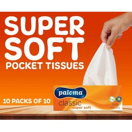 ZYBUX - Super Soft Pocket Tissues (10 Packs of 10) - 3-Ply Facial Tissues for Purse, Hand Bags