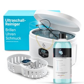 KLARBERG Ultrasonic Cleaning Device Glasses 600 ml + Ultrasonic Cleaner Concentrate 1 L I Ultrasonic Bath for Deep Cleaning I Ultrasonic Cleaner, Glasses Cleaning Device