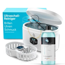 KLARBERG Ultrasonic Cleaning Device Glasses 600 ml + Ultrasonic Cleaner Concentrate 1 L I Ultrasonic Bath for Deep Cleaning I Ultrasonic Cleaner, Glasses Cleaning Device