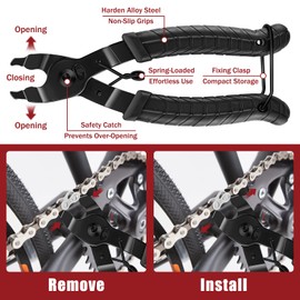 9 Stk Kettennieter Fahrrad Set,Fahrradkette Werkzeug,Kettenschloss Zange,Kettenzange,4 Paar Fahrradketten Nieten,Reifenheber,Kettenlehre,Kettenwerkzeug Fahrrad für 6-12 Fach Fahrradkette Reparatur Set
