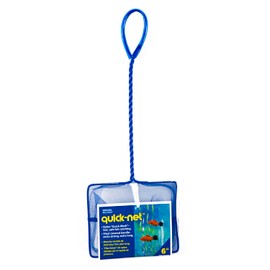 PENN-PLAX Quick-Net Aquarium Fish Net – Durable, Strong, and Safe – Color May Vary (Blue or Green) – 6” x 5” Net – 10” Handle