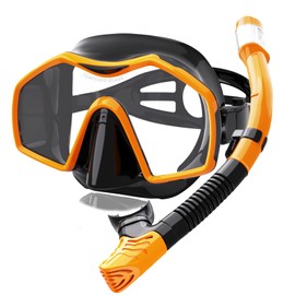 Snorkel Set Adults Snorkeling Gear for Adults,Anti-Fog Panoramic View Swim Mask Dry Top Snorkel Kit with Carry Bag for Snorkeling Scuba Diving Swimming Travel