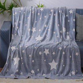 chifave Glow in The Dark Blanket for Kids Twin Glowing Stars Throw Interesting Gifts for Boys Girls Teens Adults Soft Cozy Blankets for Couch Sofa Bed (Star 2, 60 x 80 Inch)