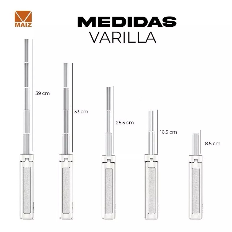 Maíz Baston Selfie Stick Tripie Luzled Control Remoto Bluetoth