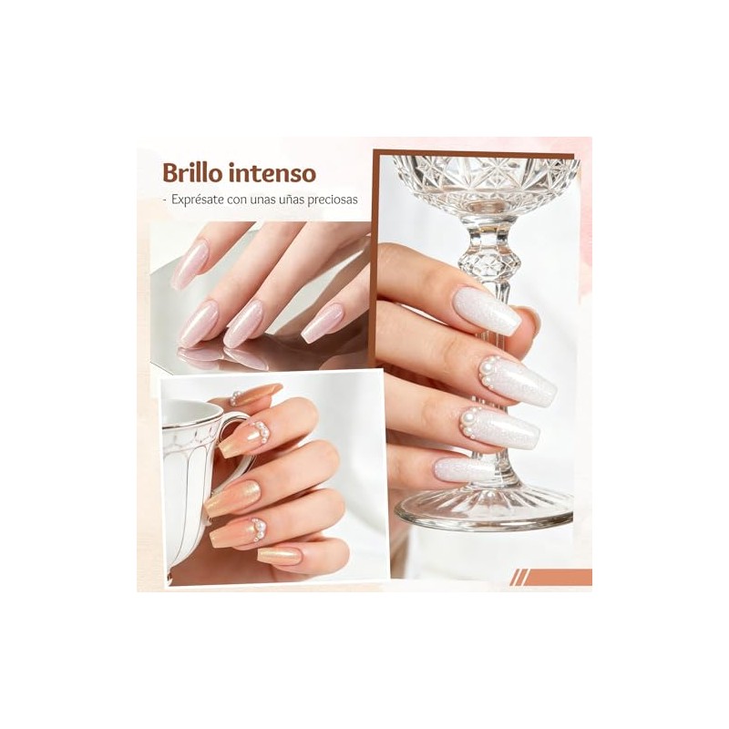 CHERIMOYA Esmalte en Gel Rosa Claro Glitter para Uñas 8m